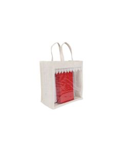 White Gusset Window Jute Bags, 30cm x 25cm