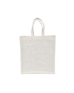 Off-White Gusset Plain Jute Bags, 41cm x 36cm x 10cm