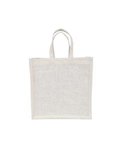 Off-White Gusset Window Jute Bags, 28cm x 28cm x 15cm