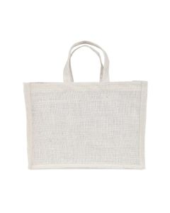 Off-White Gusset Window Jute Bags, 25cm x 41cm x 15cm