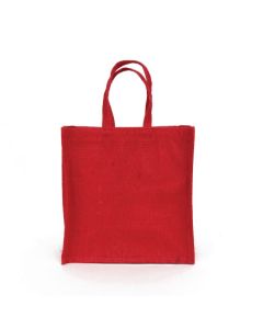 Red Gusset Window Jute Bags, 28cm x 28cm x 15cm