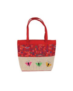 Multicolour Gusset Printed Jute Bags, 30cm x 38cm x 10cm