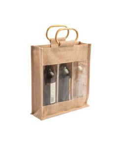 Beige Gusset Bottle Jute Bags, 36cm x 38cm x 10cm