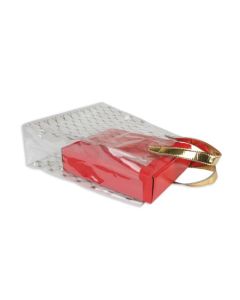 2mm Transparent Gusset Shopping Paper Bags, 38cm x 38cm x 13cm