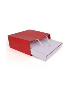 90gsm Red Gusset Shopping Paper Bags, 25cm x 23cm x 10cm