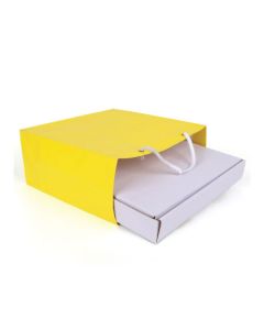 90gsm Yellow Gusset Shopping Paper Bags, 25cm x 23cm x 10cm
