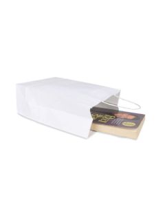 90gsm White Gusset Shopping Paper Bags, 27cm x 20cm x 10cm