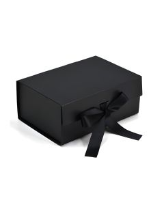 Black Collapsible Rigid Boxes with Ribbon, 23cm x 17cm x 8cm