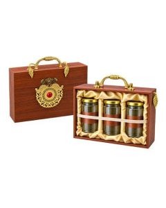 Traditional Wooden Finish Dryfruit Gift Box - 3 Jars