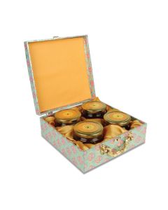Printed Dry Fruit Gift Box with 4 Jars, 24cm x 24cm x 10cm