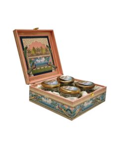 Swan Design  Dry Fruit Gift Box with 4 Jars, 24cm x 24cm x 10cm