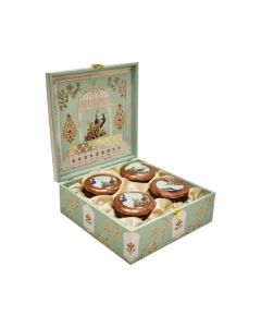 Peacock Design Dry Fruit Gift Box with 4 Jars, 24cm x 24cm x 10cm