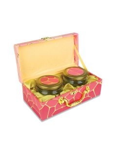 Pink Trunk Box with 2 Jars & Handle, 25cm x 14cm x 10cm
