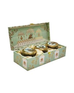 Peacock Design Dry Fruit Gift Box with 3 Jars, 33cm x 14cm x 10cm