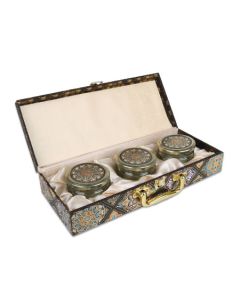 Mandala Design Trunk Box with 3 Jars & Handle, 38cm x 15cm x 8cm