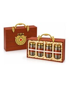 Traditional Wooden Finish Dryfruit Gift Box - 4 Jars