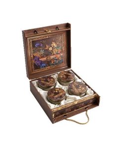 Brown Flower Dryfruit Gift Box with Handle - 4 Jars
