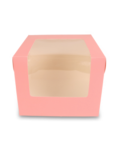 Pink L Window Bakery Boxes, 25cm x 25cm x 20cm