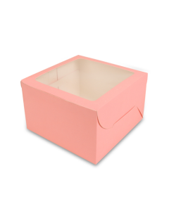 Pink Window Bakery Boxes, 20cm x 20cm x 13cm