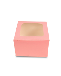 Pink Window Bakery Boxes, 13cm x 13cm x 9cm