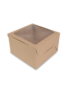 Kraft Window Bakery Boxes, 20cm x 20cm x 13cm