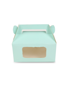 Green Window Bakery Boxes with Handle, 18cm x 9cm x 9cm