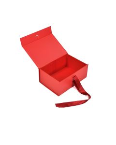 Red Collapsible Rigid Boxes with Ribbon, 23cm x 17cm x 8cm