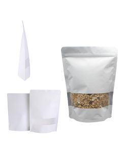 White Window Stand up Pouches with Zipper, 13cm x 20cm